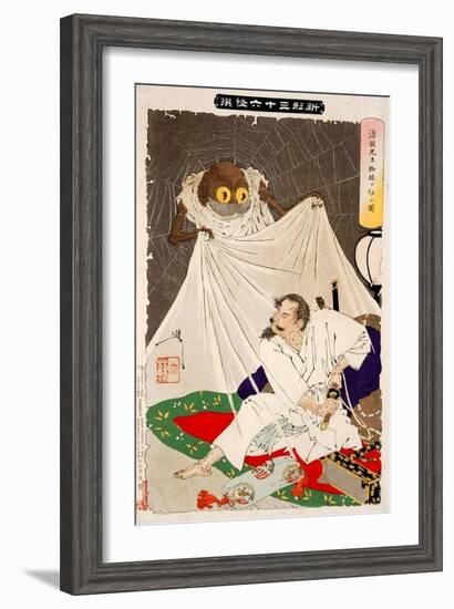 Minamoto No Yorimitsu Preparing to Kill the Earth Spider, Thirty-Six Transformations-Yoshitoshi Tsukioka-Framed Giclee Print