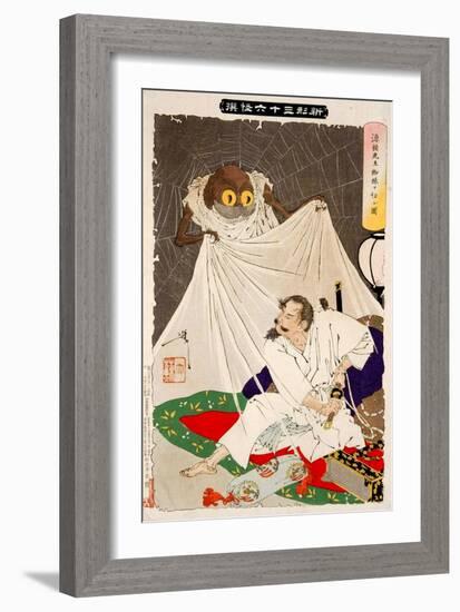 Minamoto No Yorimitsu Preparing to Kill the Earth Spider, Thirty-Six Transformations-Yoshitoshi Tsukioka-Framed Giclee Print