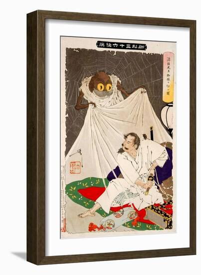 Minamoto No Yorimitsu Preparing to Kill the Earth Spider, Thirty-Six Transformations-Yoshitoshi Tsukioka-Framed Giclee Print