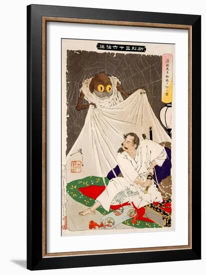 Minamoto No Yorimitsu Preparing to Kill the Earth Spider, Thirty-Six Transformations-Yoshitoshi Tsukioka-Framed Giclee Print