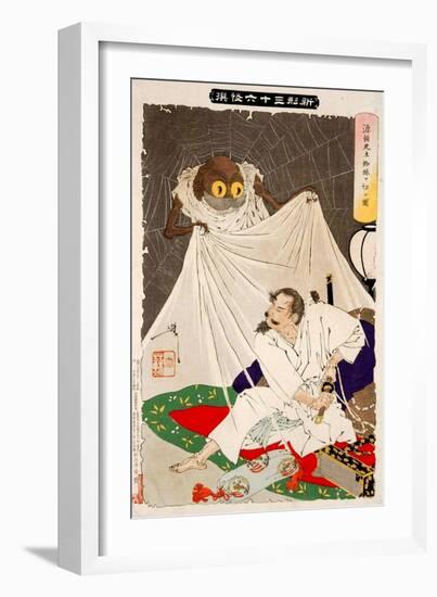 Minamoto No Yorimitsu Preparing to Kill the Earth Spider, Thirty-Six Transformations-Yoshitoshi Tsukioka-Framed Giclee Print