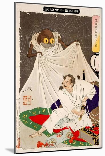 Minamoto No Yorimitsu Preparing to Kill the Earth Spider, Thirty-Six Transformations-Yoshitoshi Tsukioka-Mounted Giclee Print
