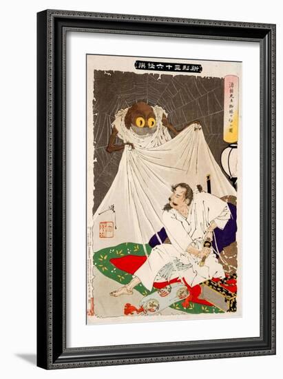 Minamoto No Yorimitsu Preparing to Kill the Earth Spider, Thirty-Six Transformations-Yoshitoshi Tsukioka-Framed Giclee Print