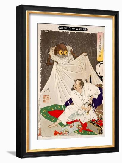 Minamoto No Yorimitsu Preparing to Kill the Earth Spider, Thirty-Six Transformations-Yoshitoshi Tsukioka-Framed Giclee Print