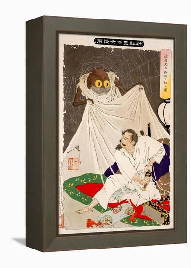 Minamoto No Yorimitsu Preparing to Kill the Earth Spider, Thirty-Six Transformations-Yoshitoshi Tsukioka-Framed Premier Image Canvas