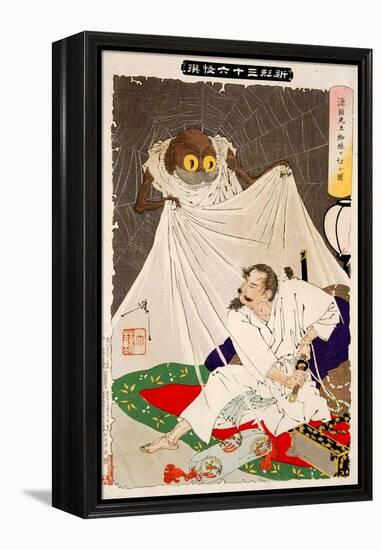 Minamoto No Yorimitsu Preparing to Kill the Earth Spider, Thirty-Six Transformations-Yoshitoshi Tsukioka-Framed Premier Image Canvas