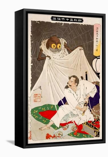 Minamoto No Yorimitsu Preparing to Kill the Earth Spider, Thirty-Six Transformations-Yoshitoshi Tsukioka-Framed Premier Image Canvas