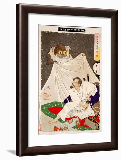 Minamoto No Yorimitsu Preparing to Kill the Earth Spider, Thirty-Six Transformations-Yoshitoshi Tsukioka-Framed Giclee Print