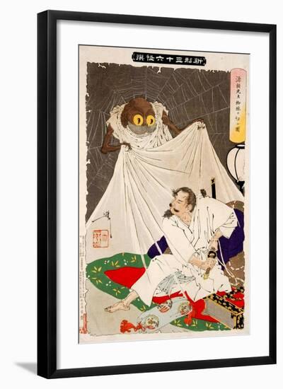 Minamoto No Yorimitsu Preparing to Kill the Earth Spider, Thirty-Six Transformations-Yoshitoshi Tsukioka-Framed Giclee Print
