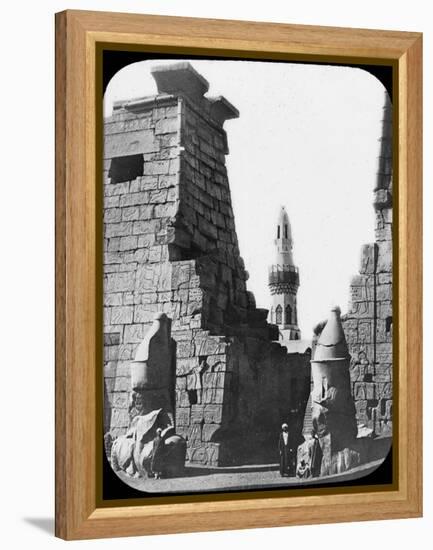 Minaret and Ruins of Luxor Temple, Luxor, Egypt, C1890. Lantern Slide-Newton & Co-Framed Premier Image Canvas