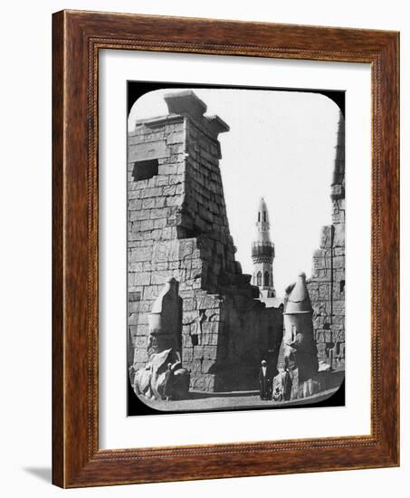 Minaret and Ruins of Luxor Temple, Luxor, Egypt, C1890. Lantern Slide-Newton & Co-Framed Photographic Print