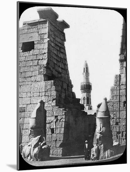 Minaret and Ruins of Luxor Temple, Luxor, Egypt, C1890. Lantern Slide-Newton & Co-Mounted Photographic Print