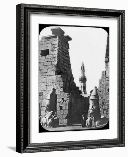 Minaret and Ruins of Luxor Temple, Luxor, Egypt, C1890. Lantern Slide-Newton & Co-Framed Photographic Print