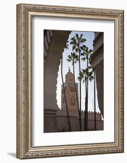 Minaret of Koutoubia Mosque with Palm Trees, UNESCO World Heritage Site, Marrakesh, Morocco-Stephen Studd-Framed Photographic Print