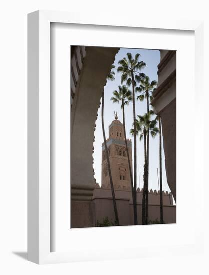 Minaret of Koutoubia Mosque with Palm Trees, UNESCO World Heritage Site, Marrakesh, Morocco-Stephen Studd-Framed Photographic Print