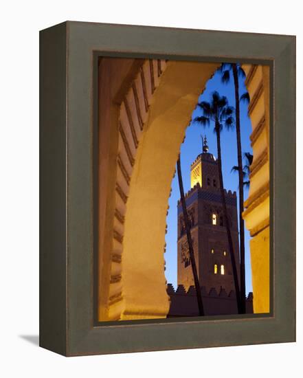 Minaret of the Koutoubia Mosque at Dusk, Marrakesh, Morocco, North Africa, Africa-Frank Fell-Framed Premier Image Canvas