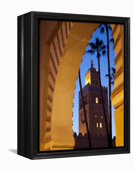 Minaret of the Koutoubia Mosque at Dusk, Marrakesh, Morocco, North Africa, Africa-Frank Fell-Framed Premier Image Canvas