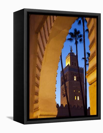 Minaret of the Koutoubia Mosque at Dusk, Marrakesh, Morocco, North Africa, Africa-Frank Fell-Framed Premier Image Canvas