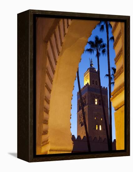 Minaret of the Koutoubia Mosque at Dusk, Marrakesh, Morocco, North Africa, Africa-Frank Fell-Framed Premier Image Canvas