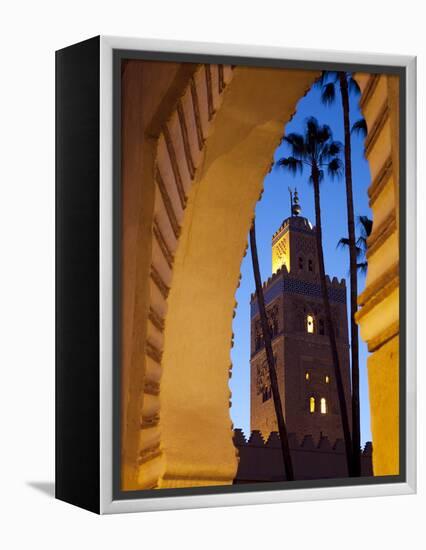 Minaret of the Koutoubia Mosque at Dusk, Marrakesh, Morocco, North Africa, Africa-Frank Fell-Framed Premier Image Canvas