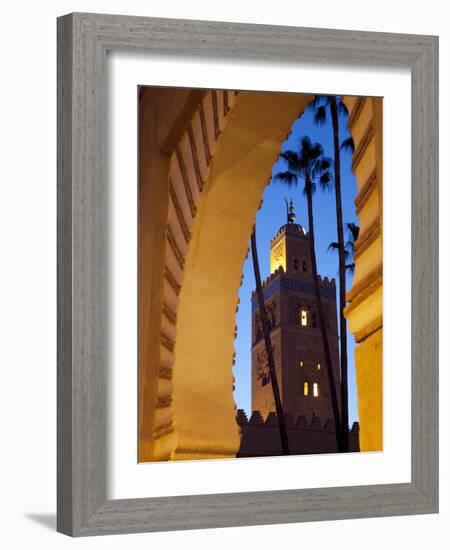 Minaret of the Koutoubia Mosque at Dusk, Marrakesh, Morocco, North Africa, Africa-Frank Fell-Framed Photographic Print