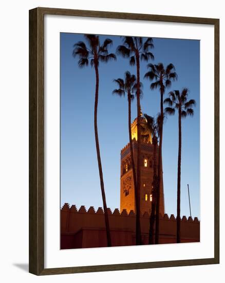 Minaret of the Koutoubia Mosque at Dusk, Marrakesh, Morocco, North Africa, Africa-Frank Fell-Framed Photographic Print