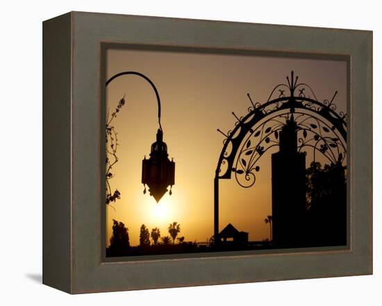 Minaret of the Koutoubia Mosque at Sunset, Marrakesh, Morocco, North Africa, Africa-Frank Fell-Framed Premier Image Canvas