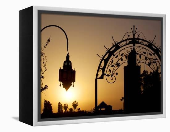 Minaret of the Koutoubia Mosque at Sunset, Marrakesh, Morocco, North Africa, Africa-Frank Fell-Framed Premier Image Canvas