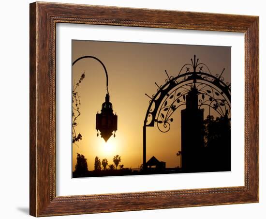 Minaret of the Koutoubia Mosque at Sunset, Marrakesh, Morocco, North Africa, Africa-Frank Fell-Framed Photographic Print