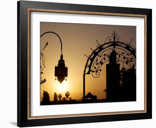 Minaret of the Koutoubia Mosque at Sunset, Marrakesh, Morocco, North Africa, Africa-Frank Fell-Framed Photographic Print