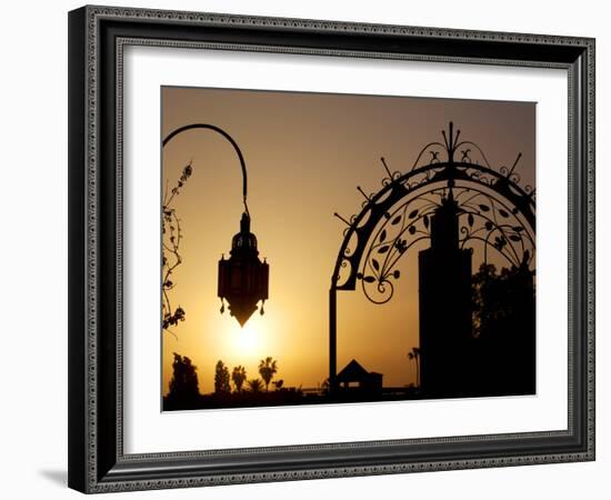 Minaret of the Koutoubia Mosque at Sunset, Marrakesh, Morocco, North Africa, Africa-Frank Fell-Framed Photographic Print