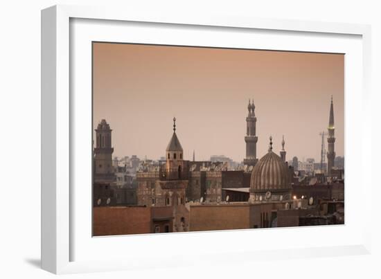 Minarets and Mosques of Cairo at Dusk-Alex Saberi-Framed Photographic Print