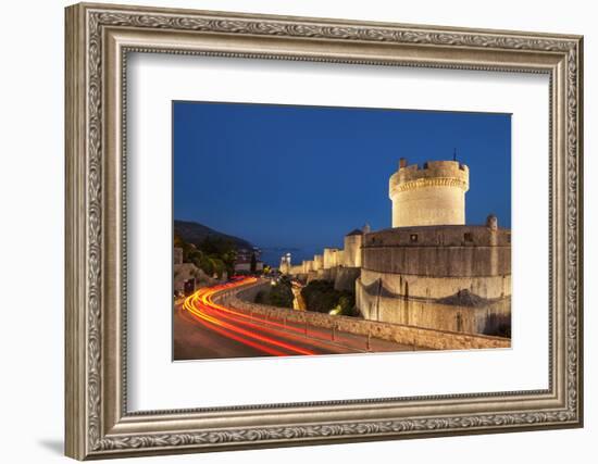 Minceta tower and city walls with traffic light trails, Dubrovnik Old Town, Dubrovnik, Dalmatian Co-Neale Clark-Framed Photographic Print