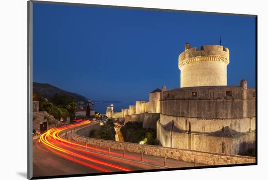 Minceta tower and city walls with traffic light trails, Dubrovnik Old Town, Dubrovnik, Dalmatian Co-Neale Clark-Mounted Photographic Print