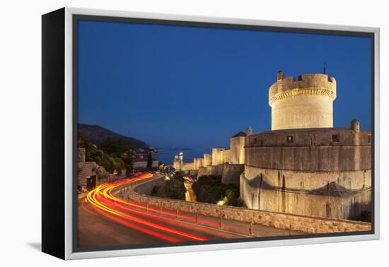 Minceta tower and city walls with traffic light trails, Dubrovnik Old Town, Dubrovnik, Dalmatian Co-Neale Clark-Framed Premier Image Canvas