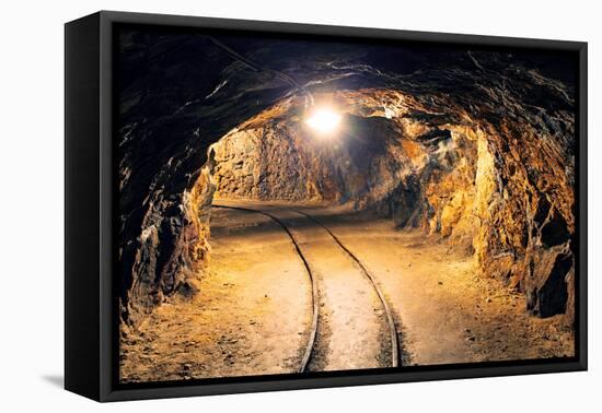 Mine Gold Underground Tunnel Railroad-TTstudio-Framed Premier Image Canvas