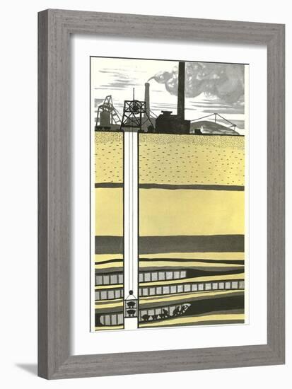 Mine Shaft Elevator Diagram-null-Framed Art Print
