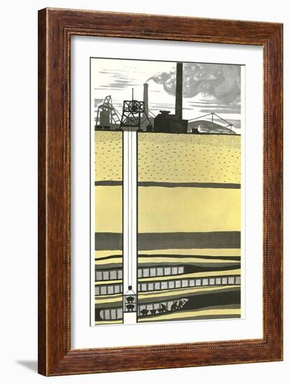 Mine Shaft Elevator Diagram-null-Framed Art Print