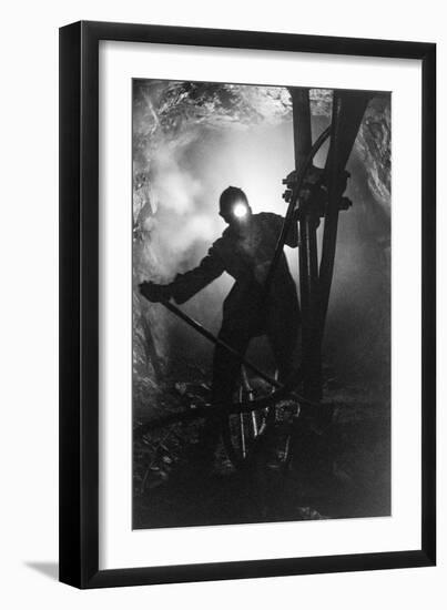 Mine Workers Underground at the El Teniente Underground Copper Mine of Kennecott Co..., 1958 (Photo-Ted Spiegel-Framed Giclee Print