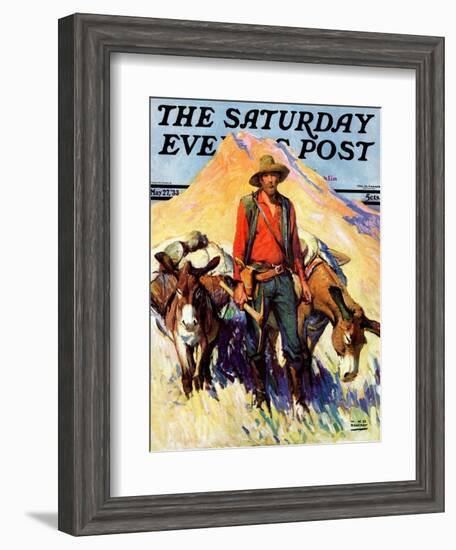 "Miner and Donkeys," Saturday Evening Post Cover, May 27, 1933-William Henry Dethlef Koerner-Framed Giclee Print