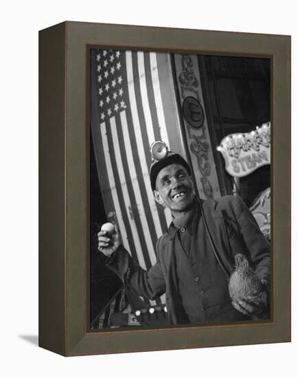 Miner at a Fairground, Conisbrough, Near Doncaster, South Yorkshire, 1955-Michael Walters-Framed Premier Image Canvas