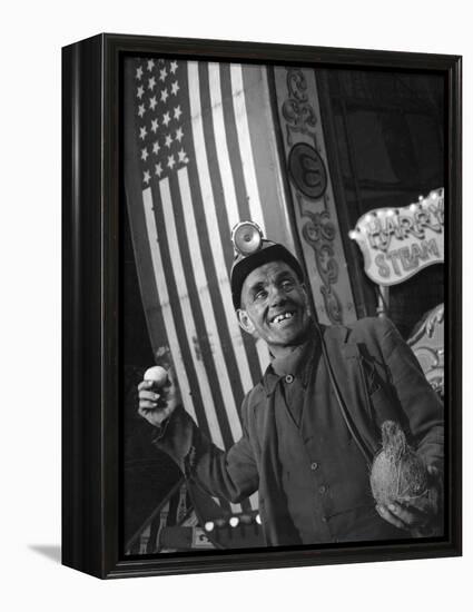 Miner at a Fairground, Conisbrough, Near Doncaster, South Yorkshire, 1955-Michael Walters-Framed Premier Image Canvas