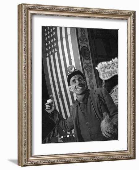 Miner at a Fairground, Conisbrough, Near Doncaster, South Yorkshire, 1955-Michael Walters-Framed Photographic Print