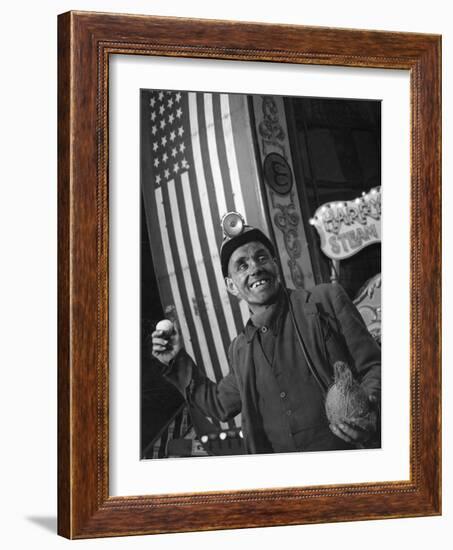 Miner at a Fairground, Conisbrough, Near Doncaster, South Yorkshire, 1955-Michael Walters-Framed Photographic Print