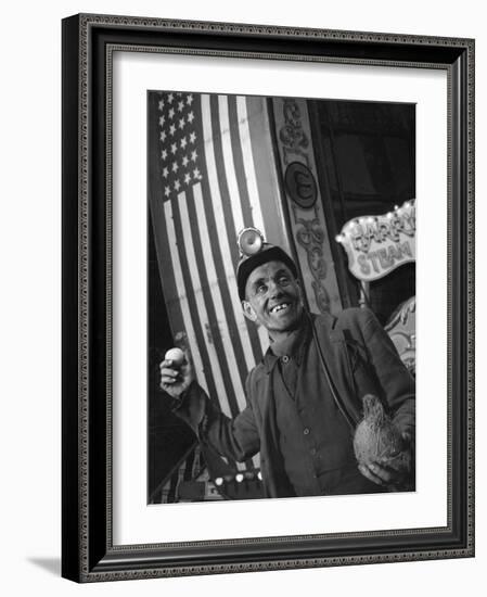 Miner at a Fairground, Conisbrough, Near Doncaster, South Yorkshire, 1955-Michael Walters-Framed Photographic Print