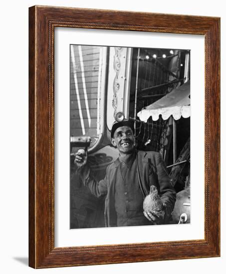 Miner at a Fairground, Conisbrough, Near Doncaster, South Yorkshire, 1955-Michael Walters-Framed Photographic Print