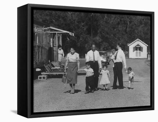 Miner Maurice Ruddick with Family and Friends Walking Near Segregated Camp Site-Carl Mydans-Framed Premier Image Canvas