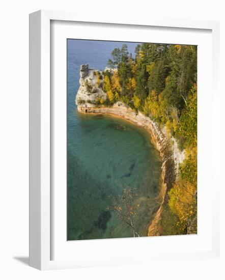 Miner's Castle overlook on Lake Superior, Munising, Upper Peninsula, Michigan, USA-Walter Bibikow-Framed Photographic Print