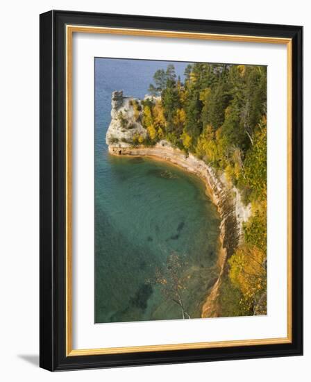 Miner's Castle overlook on Lake Superior, Munising, Upper Peninsula, Michigan, USA-Walter Bibikow-Framed Photographic Print