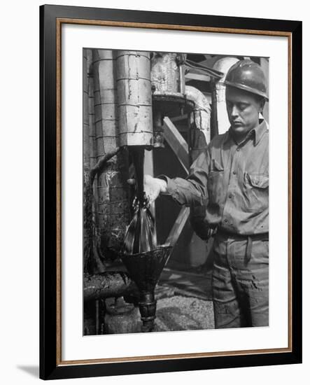 Miner Working at Oil Shale Refinery Mine-J^ R^ Eyerman-Framed Photographic Print